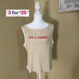 Cool it Cowboy tan tank top